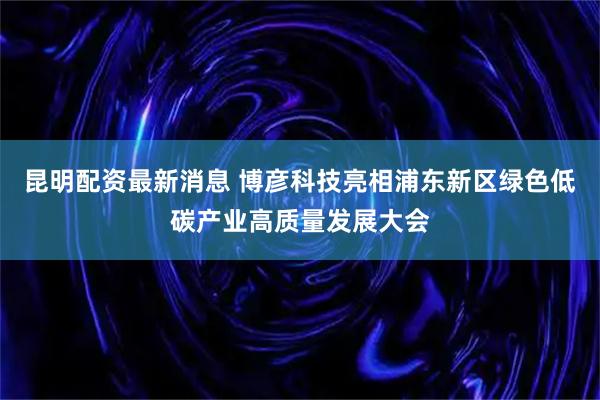 昆明配资最新消息 博彦科技亮相浦东新区绿色低碳产业高质量发展大会